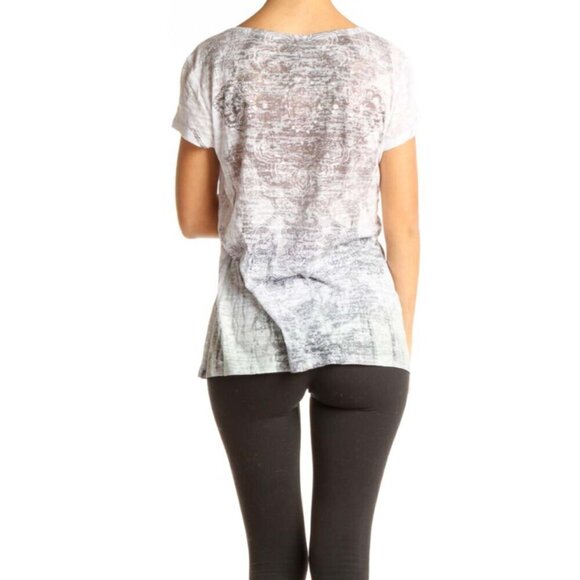 prAna Chai Lightweight Sheer Gray/White Bohemian Tribal Paisley Print T-Shirt ML - Picture 3 of 11